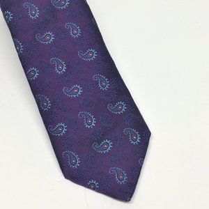 Thomas Pink tie, purple w/paisley, silk, 3 1/4" width.